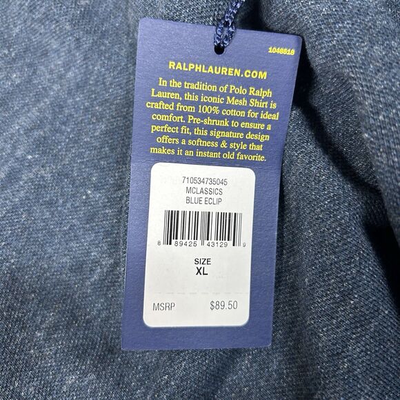 Polo Ralph Lauren Shirt Men's Extra Large Blue Eclipse Classic Pony Preppy - Picture 8 of 10